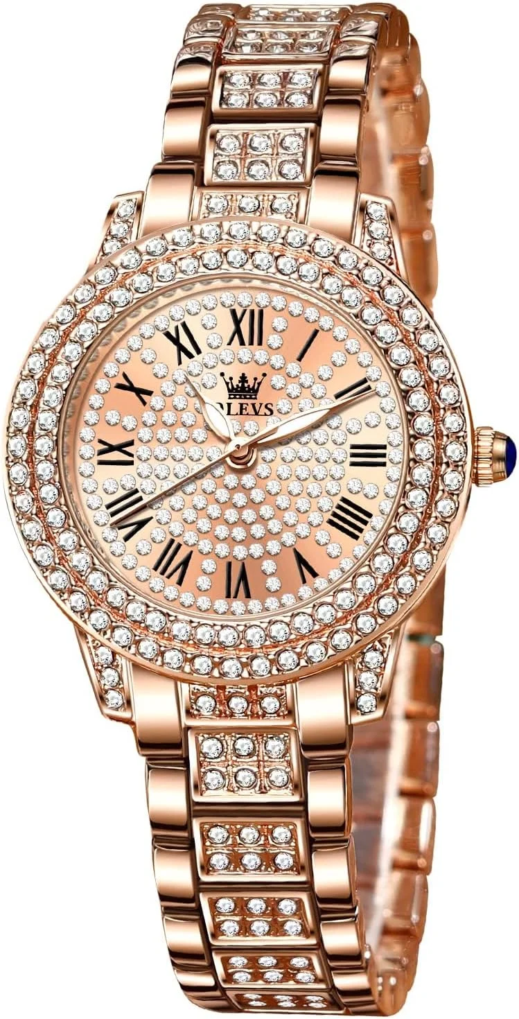 ساعت مچی مستطیلی زنانه، ساعت مچی کوارتز آنالوگ استیل ضد زنگ نگین دار