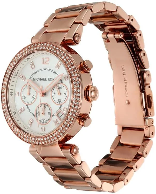 ساعت استیل مایکل کورس پارکر با تزیینات براق