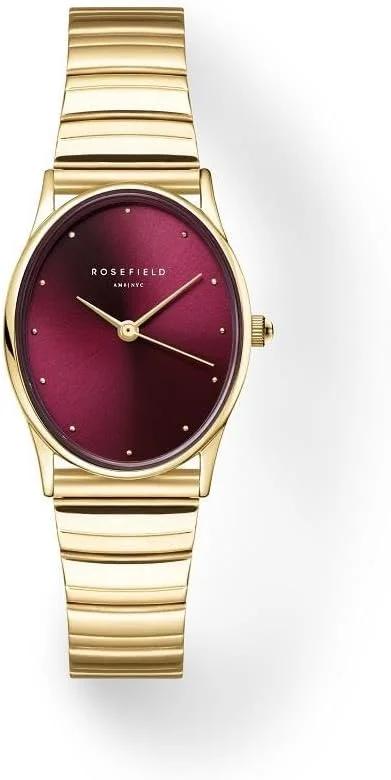 ساعت مچی زنانه رزفیلد مدل Oval Burgundy Half-moon Steel Gold، OVGSG-OV15