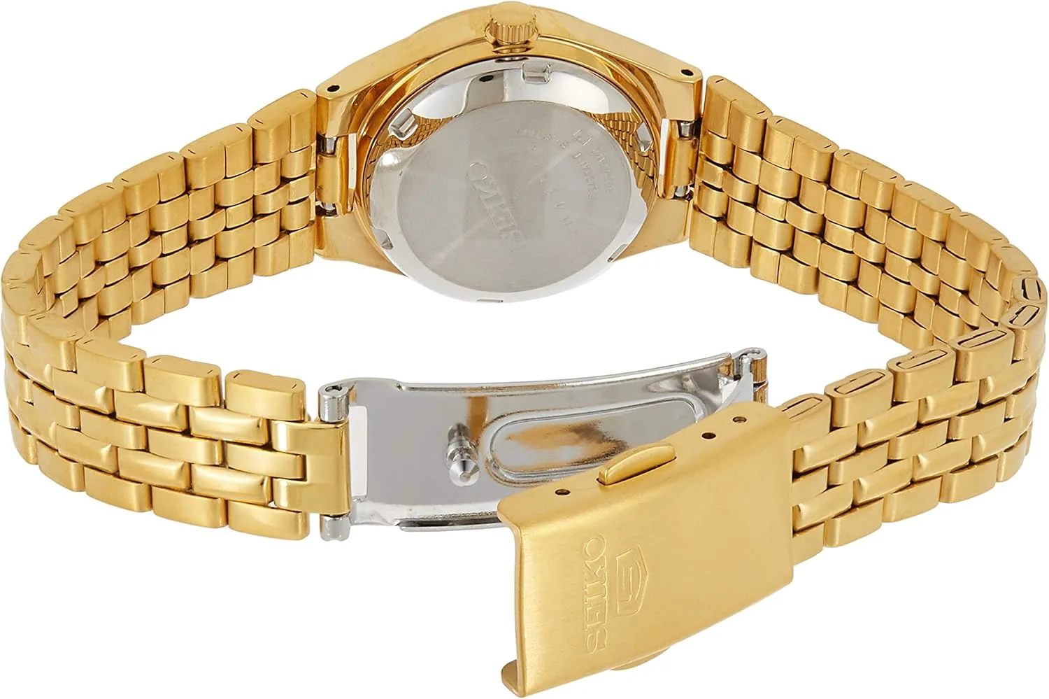 ساعت مچی زنانه سیکو SYMA04 Seiko 5 اتوماتیک صفحه طلایی بند استیل طلایی ساعت مچی زنانه سیکو SYMA04 Seiko 5 اتوماتیک صفحه طلایی بند استیل طلایی
