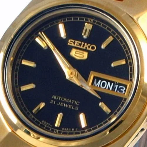 ساعت مچی زنانه سیکو SYMA06K Seiko 5 اتوماتیک صفحه مشکی استیل ضد زنگ با روکش طلایی ساعت مچی زنانه سیکو SYMA06K Seiko 5 اتوماتیک صفحه مشکی استیل ضد زنگ با روکش طلایی