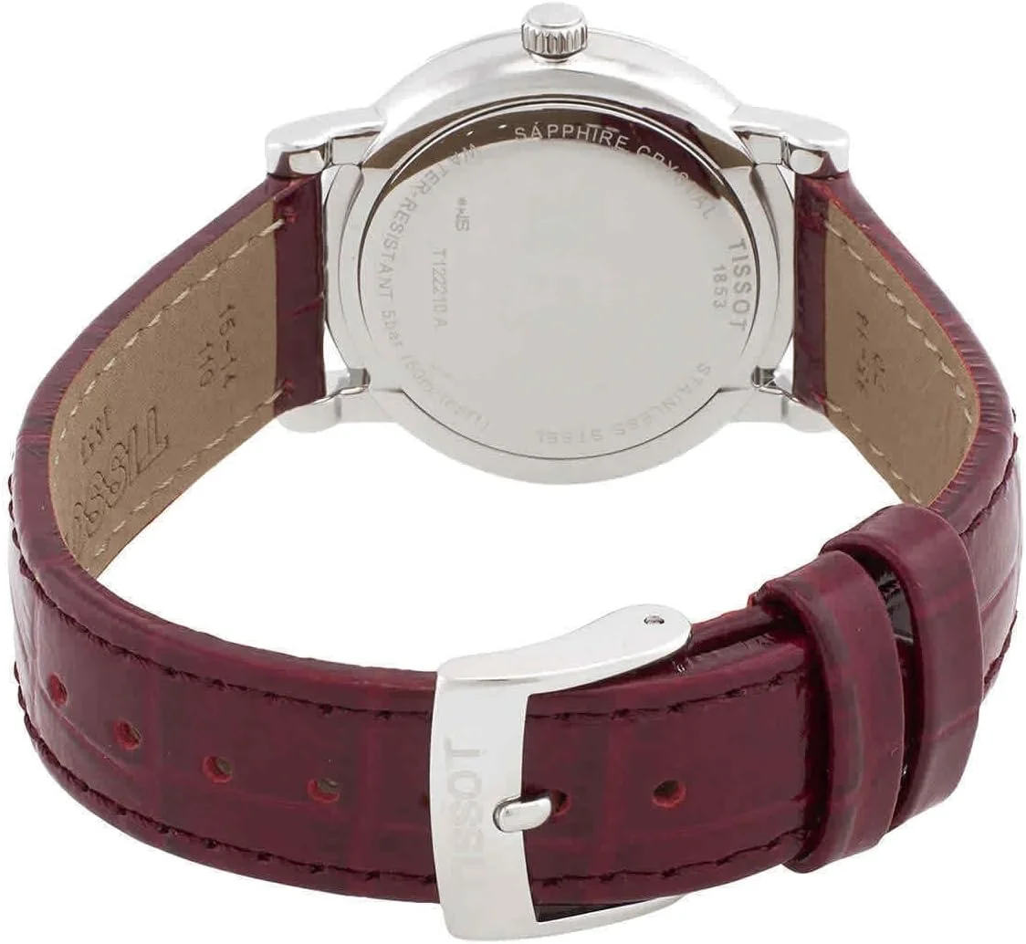 ساعت مچی زنانه تیسوت کارسون کوارتز با بدنه استیل ضد زنگ 316L، مدل مجلسی زرشکی T1222101637300 ساعت مچی زنانه تیسوت کارسون کوارتز با بدنه استیل ضد زنگ 316L، مدل مجلسی زرشکی T1222101637300