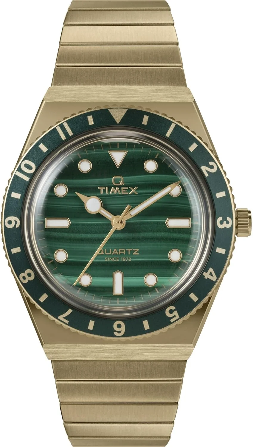 ساعت زنانه تایمکس با الهام از غواصی، 36 میلی‌متر - بند کشویی طلایی، صفحه سبز، قاب طلایی