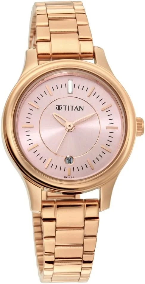 ساعت مچی آنالوگ زنانه تایتان کارিশما با صفحه گرد رزگلد و بند فلزی رزگلد - 2638WM01