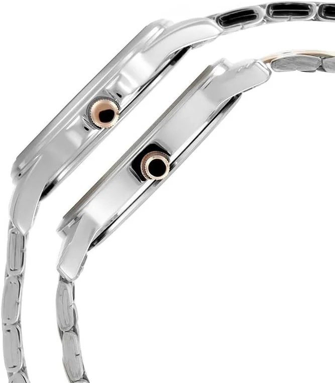 ساعت مچی ست تایتان بندان صفحه نقره ای سفید بند استیل