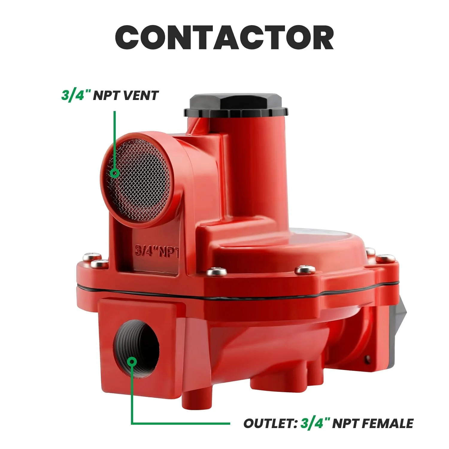 تجهیزات گاز مایع Watflow با رگولاتور پروپان تک مرحله ای، فنر 8-12 psig، 3/4 اینچ x 3/4 اینچ NPT، نصب پشتی