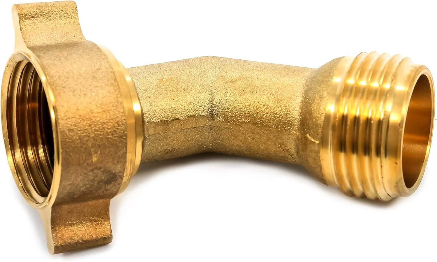 اتصال زانویی 45 درجه شلنگ Camco - فشار و کشیدگی را از اتصالات شلنگ ورودی آب RV از بین می برد، برنجی جامد (22605)