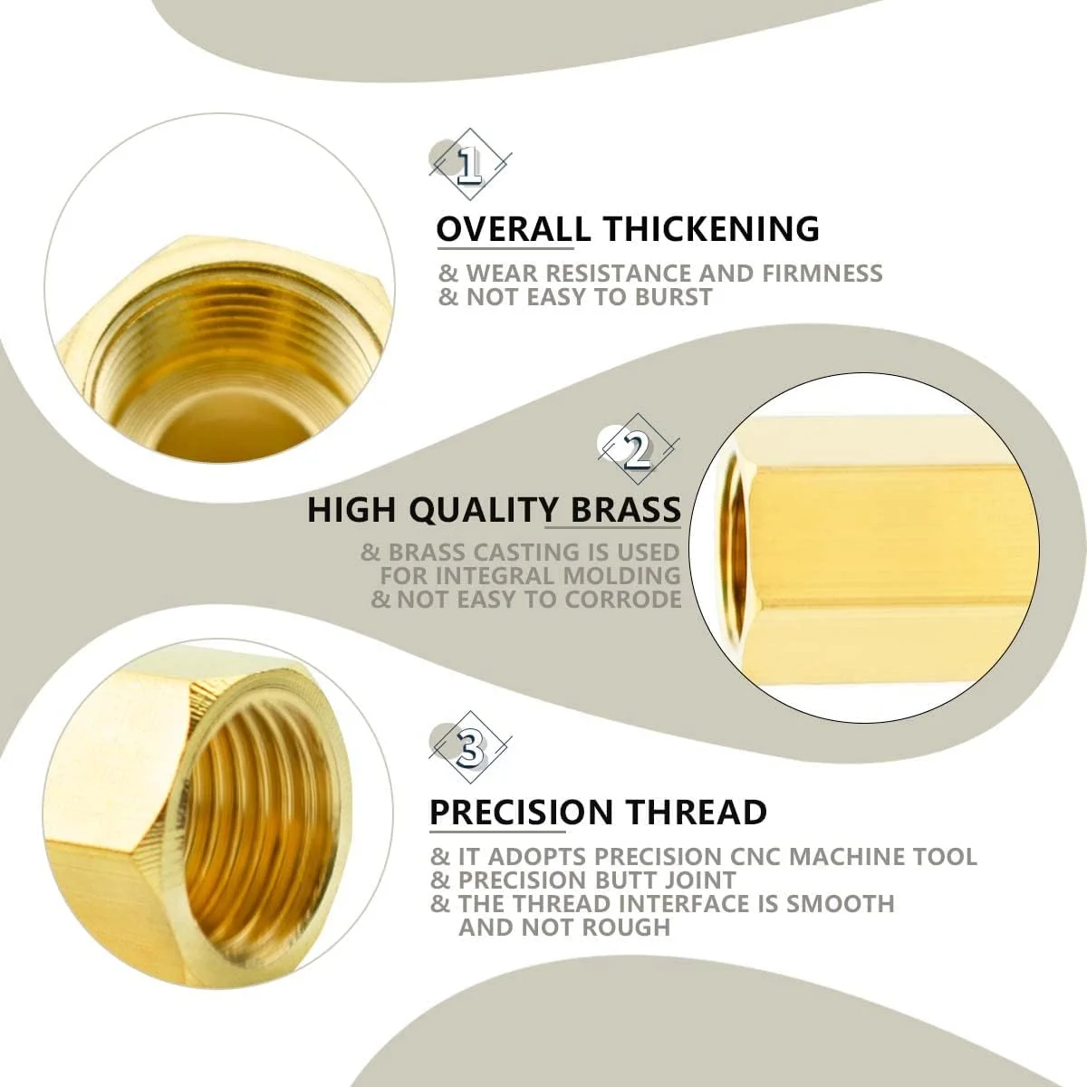 اتصال دهنده کوپلینگ شش گوش برنجی Bwintech، دو عدد، مادگی 3/4 اینچ به مادگی 3/4 اینچ BSP، برای تبدیل اتصال لوله