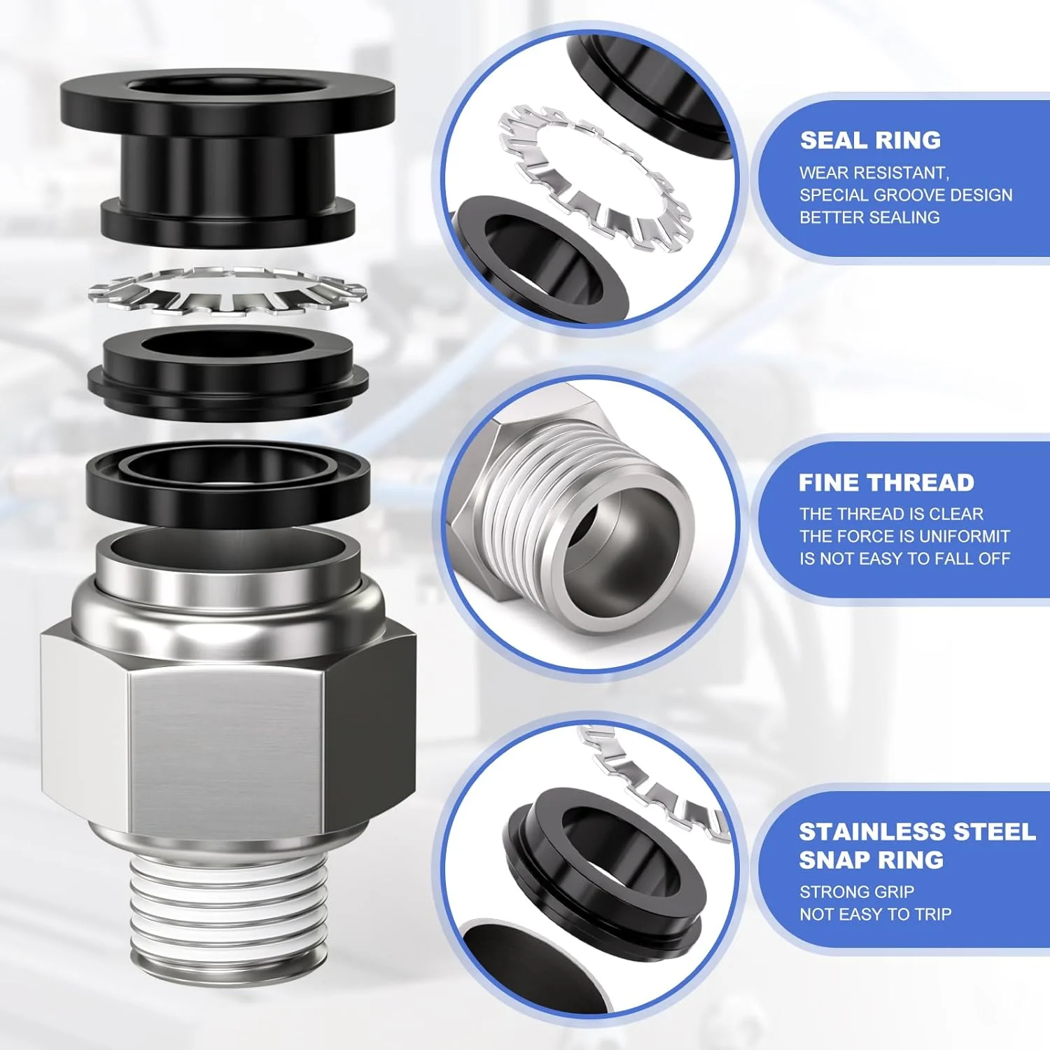 اتصالات پنوماتیک فشاری Bwintech، 10 عدد، لوله 10 میلی‌متری به رزوه 1/8 اینچ BSP نر، مستقیم و زانویی 90 درجه، مدل PL10-01/PC10-01، آداپتور خط هوای رهاسازی سریع