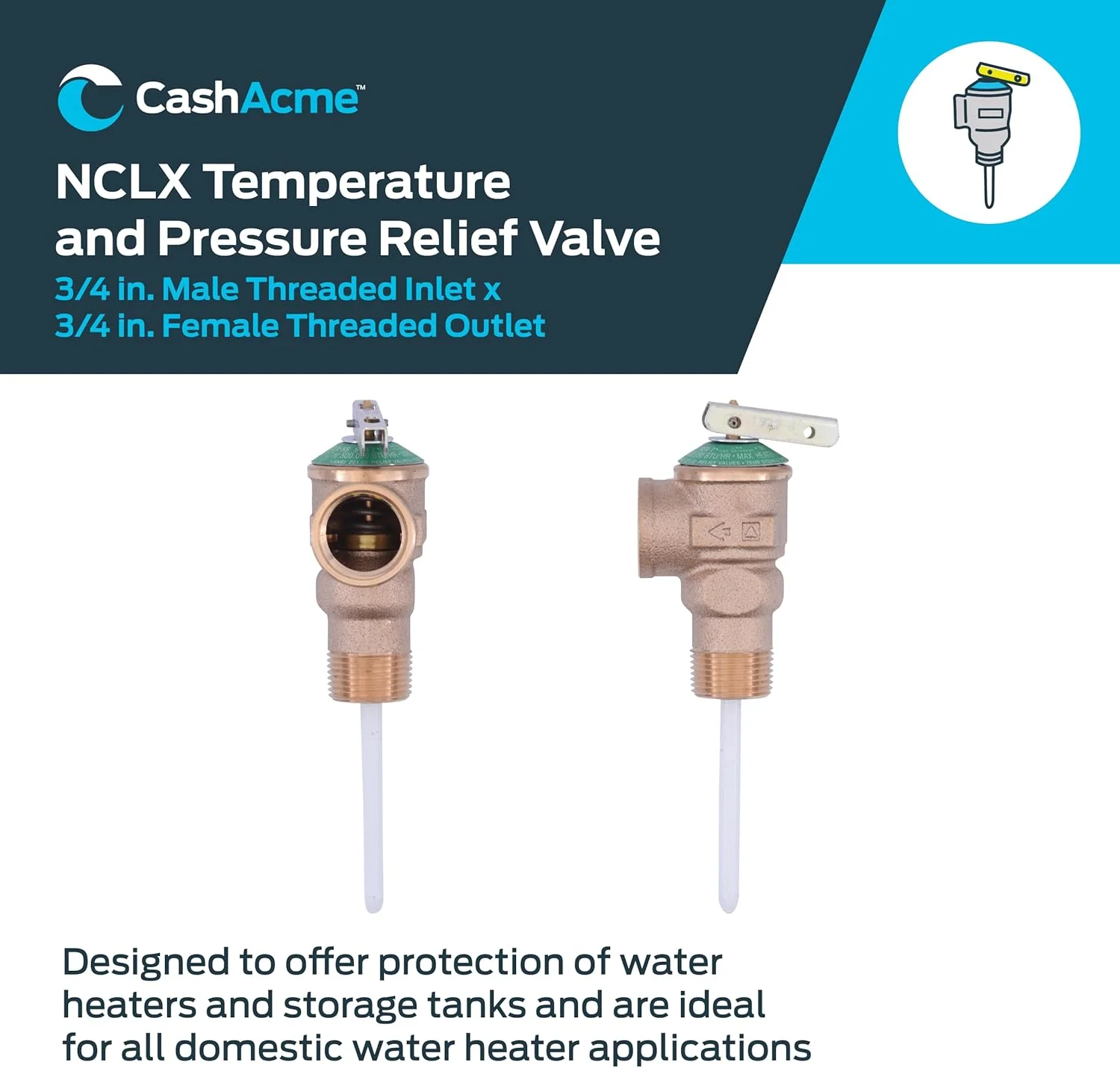 شیر اطمینان دما و فشار Cash Acme 23263-0150 مدل NCLX، سایز 3/4 اینچ