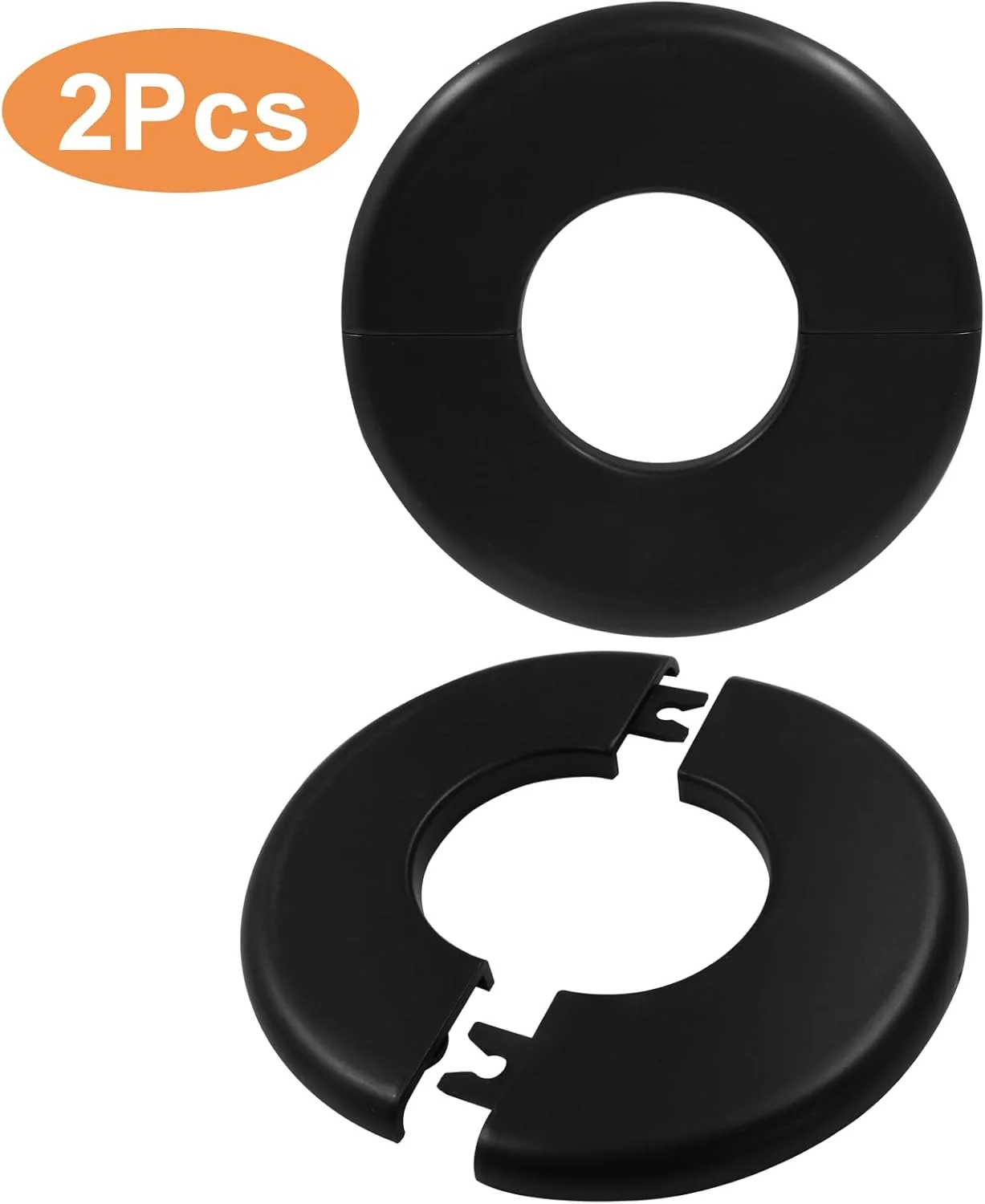 بوک وین 2 عدد فلنج دیواری گرد، پوشش فلنج دیواری، صفحه اسکچون فلنج، فلنج لوله شکاف خود چسب برای لوله با قطر 1.73 اینچ/44 میلی متر (مشکی)