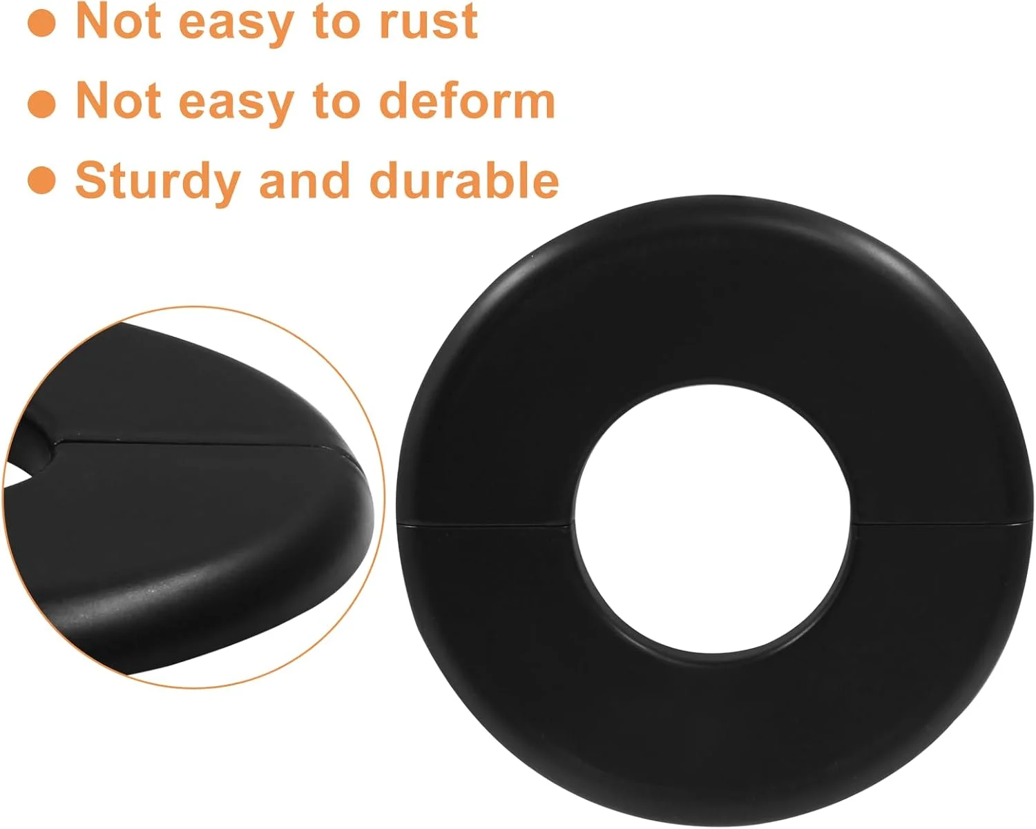 بوک وین 2 عدد فلنج دیواری گرد، پوشش فلنج دیواری، صفحه اسکچون فلنج، فلنج لوله شکاف خود چسب برای لوله با قطر 1.73 اینچ/44 میلی متر (مشکی)