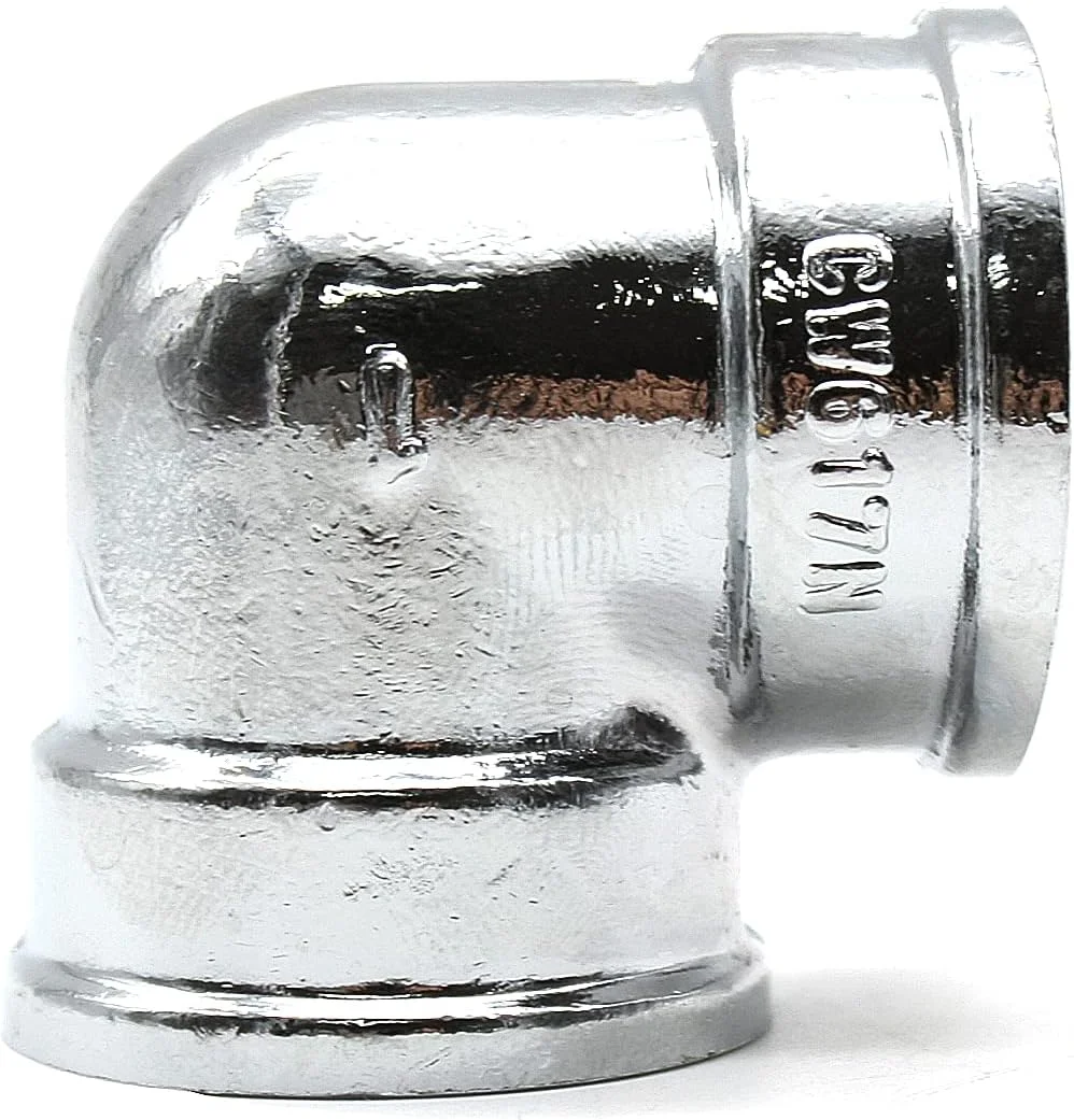 DOJA Barcelona | لوله زانویی برنجی کروم 90 درجه | 3/8 اینچ | بسته 4 عددی | مادگی - مادگی | خمیده برنجی | زانویی دوش برای اتصالات هیدرولیک | اتصالات برنجی برای شیرآلات، رادیاتور، تهویه مطبوع