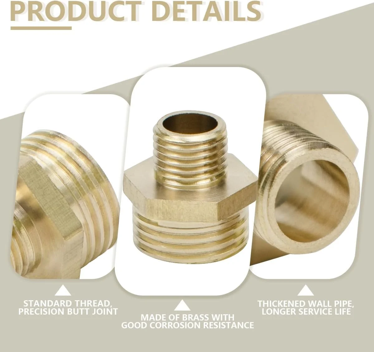 Bwintech دو عدد تبدیل 1/8 اینچ نر به 1/4 اینچ نر رزوه BSP، بوشینگ کاهنده شش گوش برنجی برای تبدیل اتصالات لوله