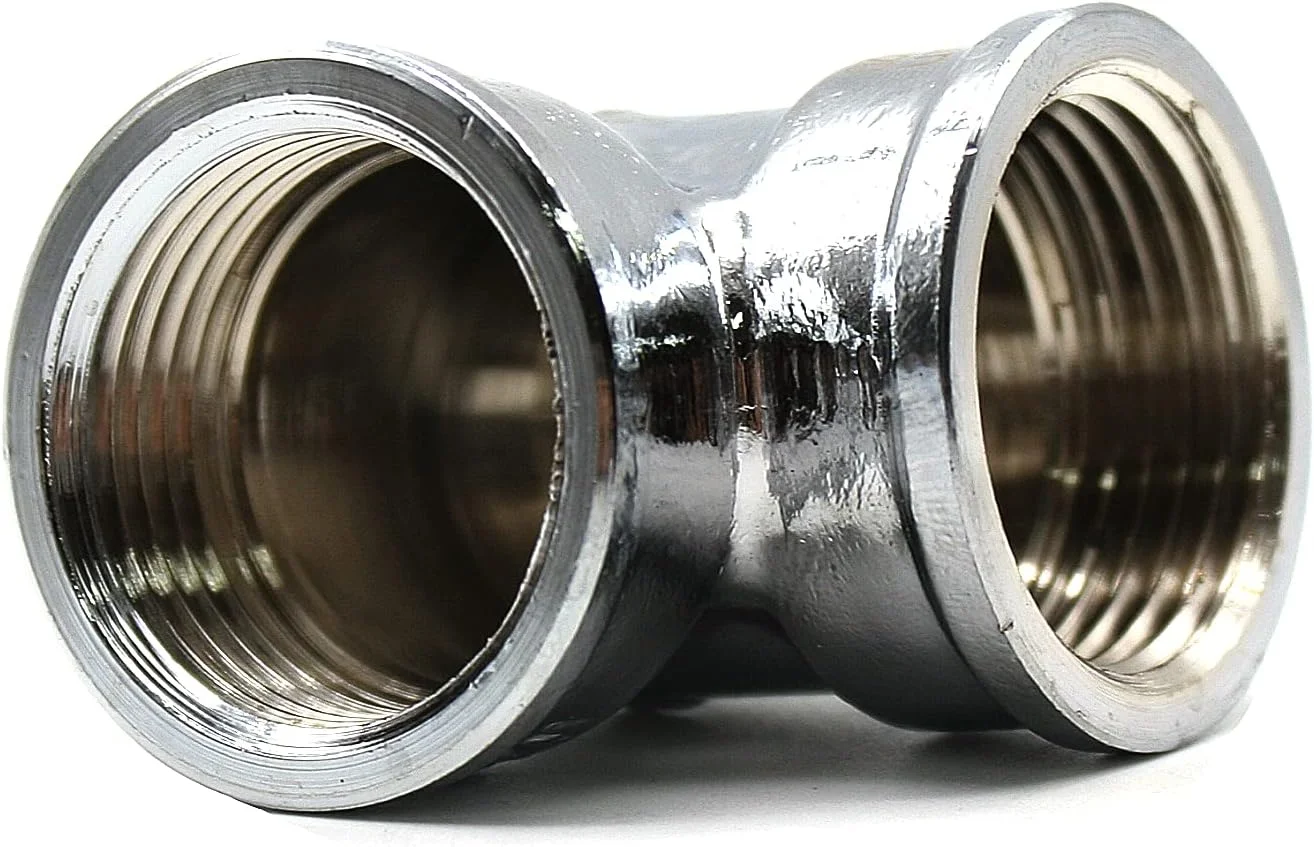 DOJA Barcelona | لوله زانویی برنجی کروم 90 درجه | 3/8 اینچ | بسته 4 عددی | مادگی - مادگی | خمیده برنجی | زانویی دوش برای اتصالات هیدرولیک | اتصالات برنجی برای شیرآلات، رادیاتور، تهویه مطبوع