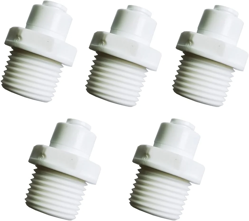 اتصالات اتصال سریع YZM رزوه نر 1/2 اینچ به لوله OD 1/4 اینچ، مناسب برای دستگاه های تصفیه آب، فیلترها و سیستم های اسمز معکوس، مجموعه 5 عددی