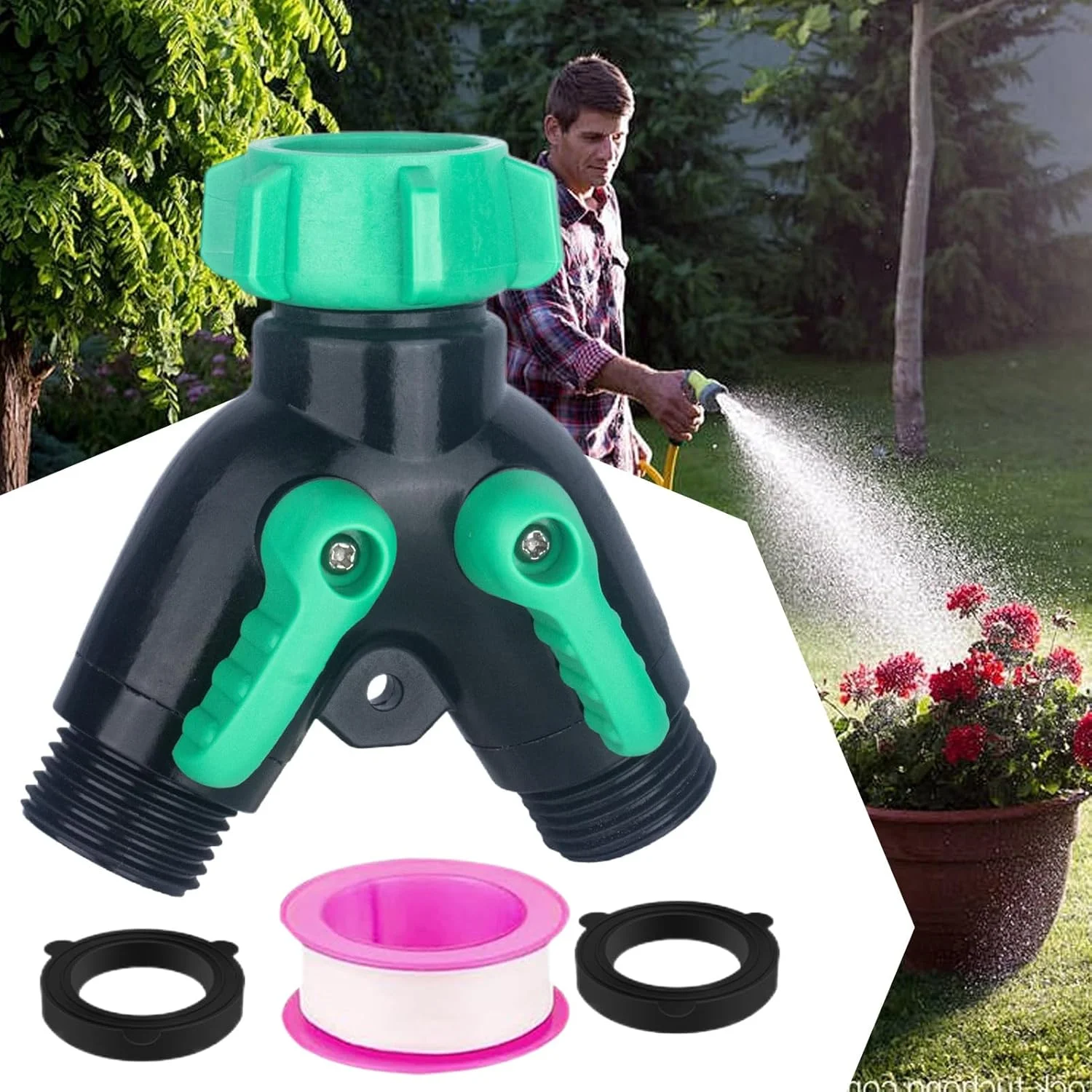 تقسیم کننده شلنگ آب - تقسیم کننده Y تمام فلزی برای شیر آب و باغ در فضای باز | توزیع آب پرفشار ضد آب برای سیستم های آبیاری، باغبانی خانگی، مراقبت از چمن، گلخانه مزرعه در فضای باز تقسیم کننده شلنگ آب - تقسیم کننده Y تمام فلزی برای شیر آب و باغ در فضای باز | توزیع آب پرفشار ضد آب برای سیستم های آبیاری، باغبانی خانگی، مراقبت از چمن، گلخانه مزرعه در فضای باز