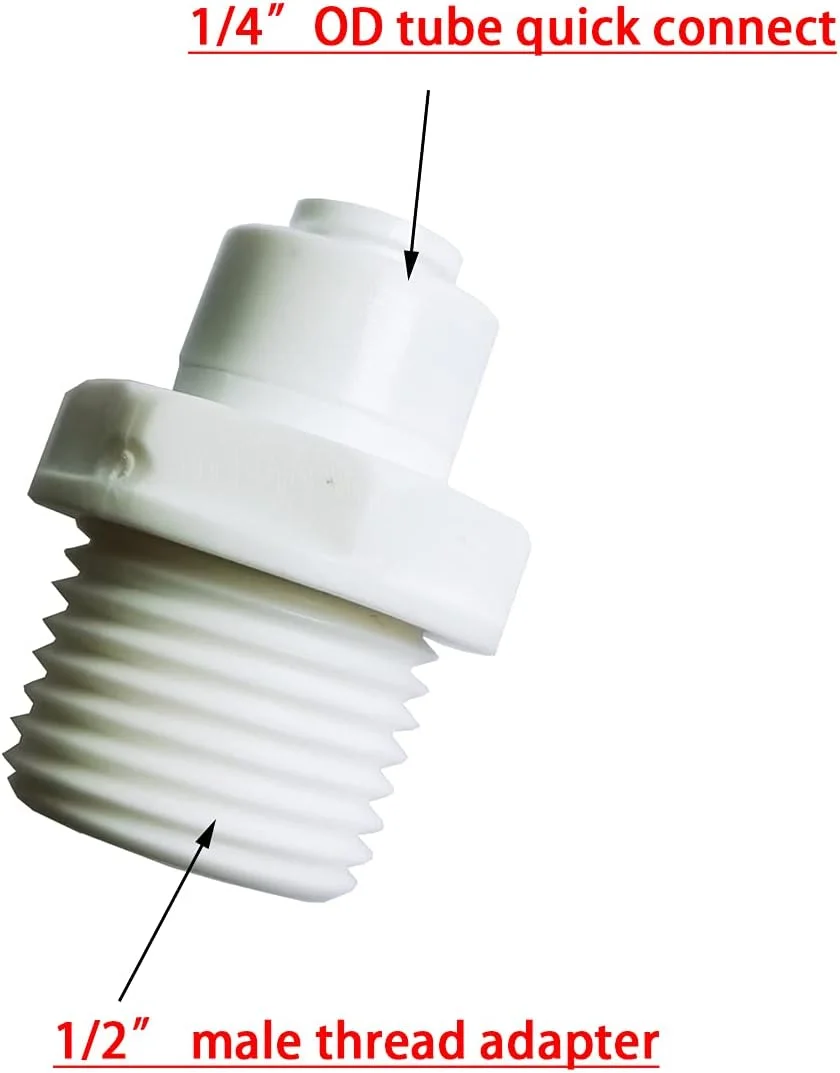 اتصالات اتصال سریع YZM رزوه نر 1/2 اینچ به لوله OD 1/4 اینچ، مناسب برای دستگاه های تصفیه آب، فیلترها و سیستم های اسمز معکوس، مجموعه 5 عددی