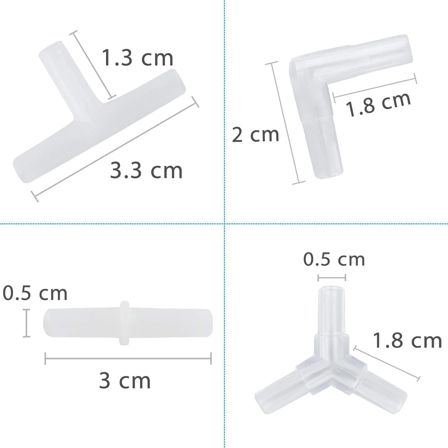 مجموعه 40 عددی اتصالات لوله هوا CTRICALVER، شامل اتصالات نوع Y، نوع T، نوع L و نوع I، اتصال انشعاب، 4 نوع اتصال پلاستیکی شفاف آکواریوم برای لوله اکسیژن با قطر خارجی 5 میلی‌متر و قطر داخلی 4 میلی‌متر (5 متر)