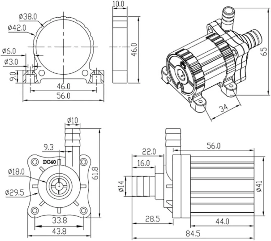 پمپ آب شناور سانتریفیوژ مغناطیسی بدون جاروبک AUBIG DC40-1250 برای خنک کننده CPU، ولتاژ DC12V، جریان 1 آمپر، دبی 500 لیتر در ساعت، ارتفاع 5.0 متر، توان 14.40 وات پمپ آب شناور سانتریفیوژ مغناطیسی بدون جاروبک AUBIG DC40-1250 برای خنک کننده CPU، ولتاژ DC12V، جریان 1 آمپر، دبی 500 لیتر در ساعت، ارتفاع 5.0 متر، توان 14.40 وات