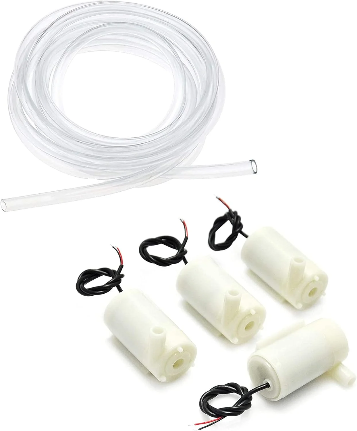 پمپ آب مینیاتوری زیر آبی Young Wolf، 4 عددی، DC 3V 5V به همراه 3 متر لوله وینیل شفاف، پمپ موتور براشلس کم صدا، پمپ آب جدید برای آکواریوم، باغ و گیاهان