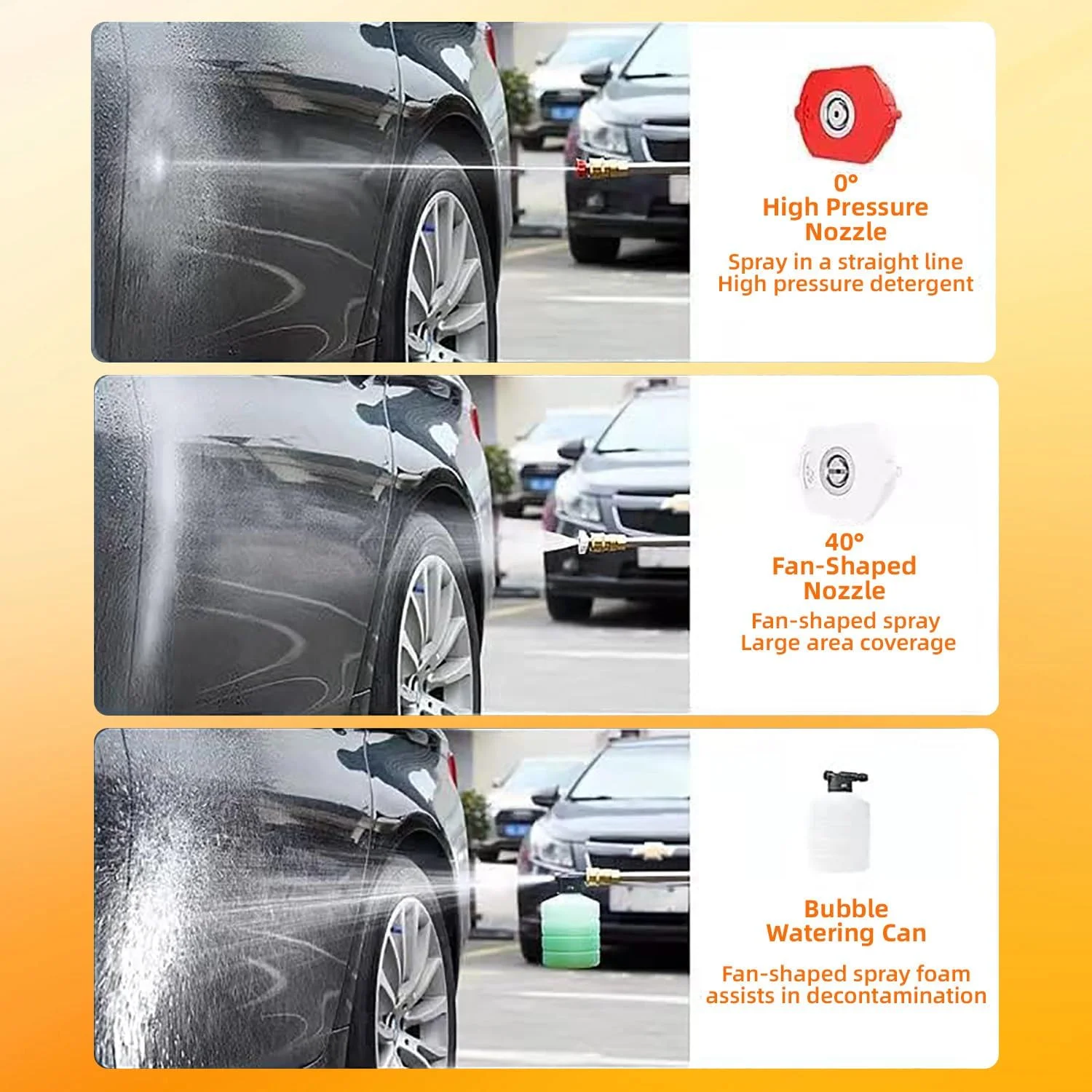 کارواش فشار قوی قابل حمل بی سیم 88 ولت - ایده آل برای شستشوی خودرو، خانه، موتور سیکلت، باغ و دوچرخه - همراه با لوازم جانبی کامل، شامل نازل فشار قوی و شلنگ 5 متری