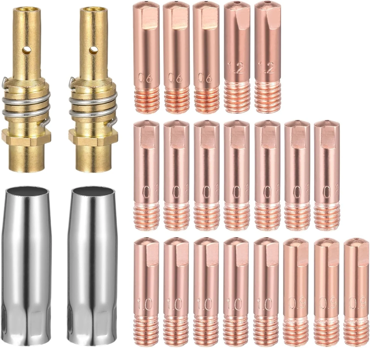 مجموعه 24 عددی تجهیزات جوشکاری مسی SHUOHONG شامل نازل، اتصالات، و ابزار جوشکاری