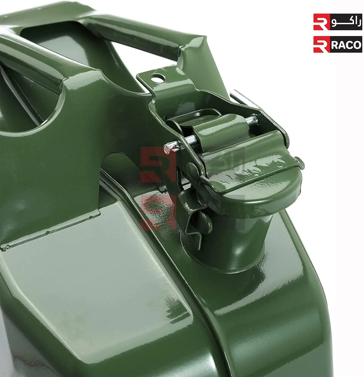 RACO Gas Can Fuel Cans and Spout System Fuel Power Emergency Backup Tank with Flexible Spout Metal Steel for Cars Trucks Equipment Station Pack of 5 (METAL 20 L)