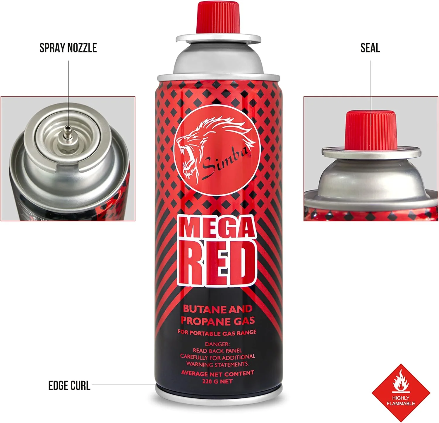 مجموعه های اجاق گاز قابل حمل سیمبا - 220 گرم - 400 میلی لیتر - گاز بوتان برای اجاق گازهای کمپینگ، ترکیب گاز با عملکرد بالا | گاز بوتان برای اجاق گاز