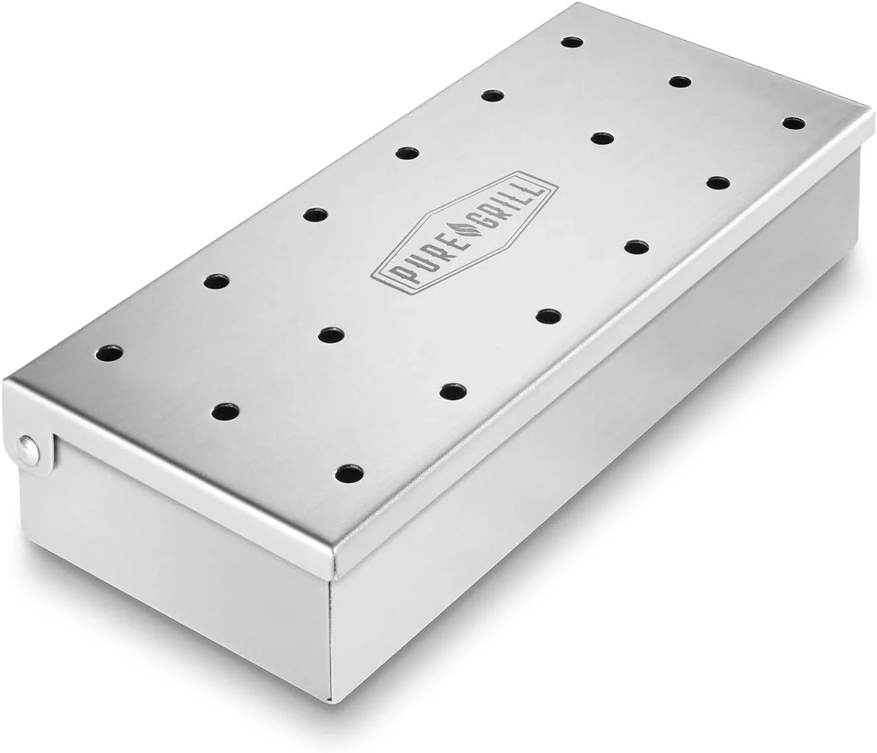 جعبه دودی باربیکیو Pure Grill - استیل ضد زنگ سنگین با درب لولایی برای تکه های چوب - دودی کردن گوشت باربیکیو برای گریل های زغالی و گازی