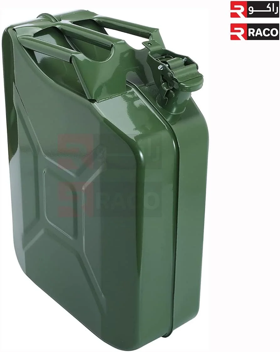 RACO Gas Can Fuel Cans and Spout System Fuel Power Emergency Backup Tank with Flexible Spout Metal Steel for Cars Trucks Equipment Station Pack of 5 (METAL 20 L)