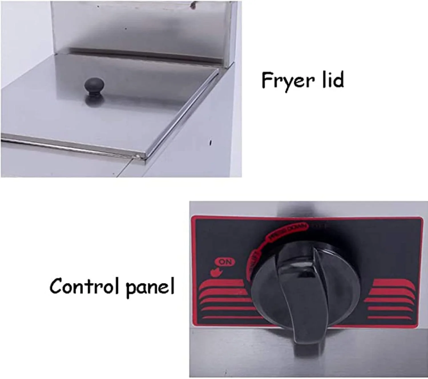 سرخ کن چربی استیل، سرخ کن گازی عمیق تجاری، سرخ کن تک سیلندر با قابلیت تمیز کردن آسان و تنظیم دما به همراه سبد و درب برای تجهیزات آشپزخانه رستوران و منزل