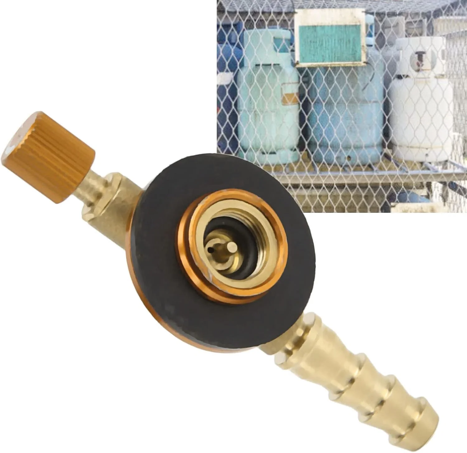 شیر اجاق گاز، شیر شارژ بادی تعویض ایمنی اجاق گاز کمپینگ در فضای باز آداپتور تجهیزات کمپینگ (زرد)