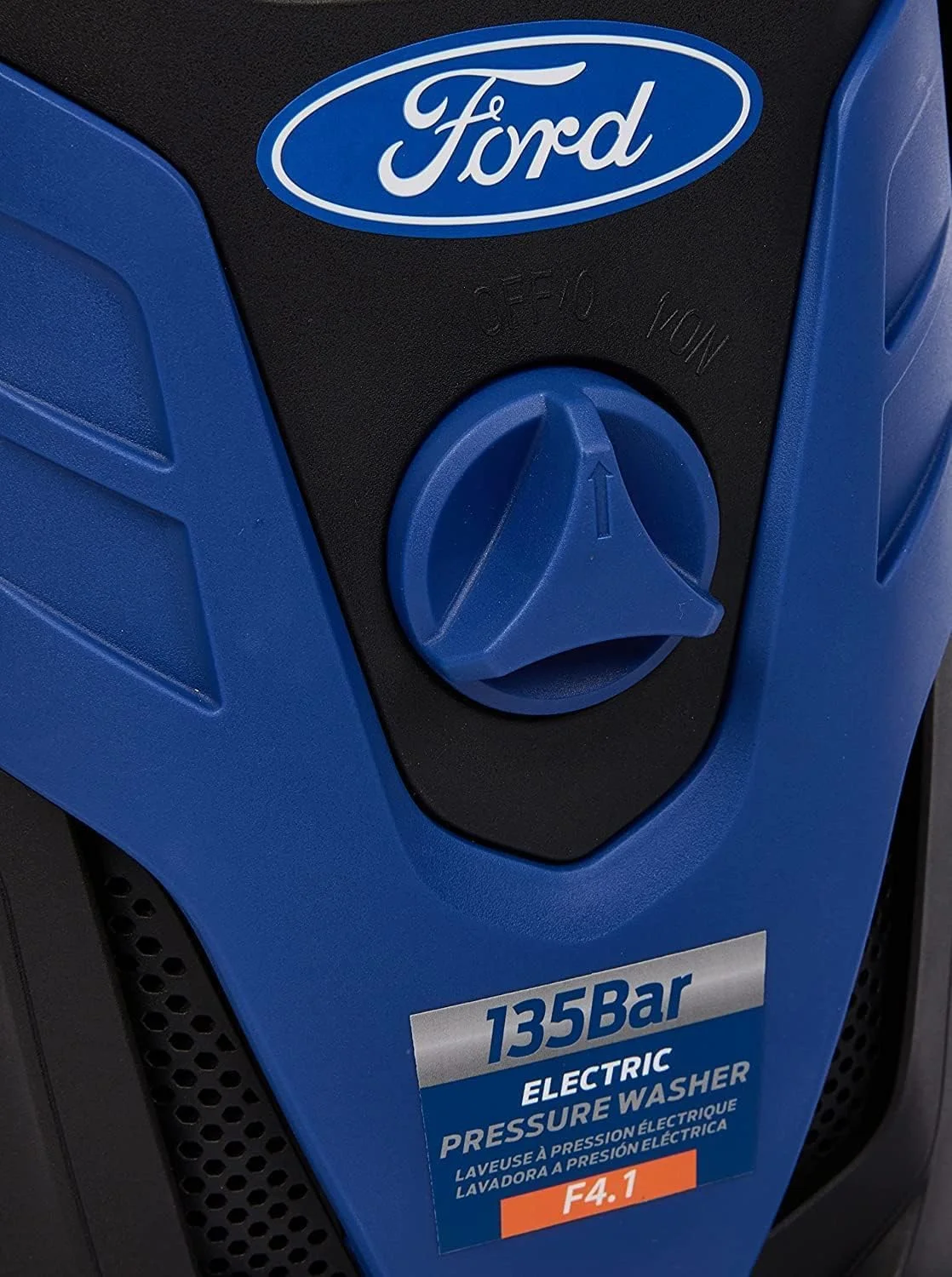 کارواش برقی فورد 135 بار 1650 وات مدل Follow-Me، شیلنگ 5 متری و مخزن مواد شوینده، سیستم توقف خودکار، چهار چرخ قفل‌دار سریع، کارواش مناسب خودرو، خانه و باغ، F4.1 - آبی