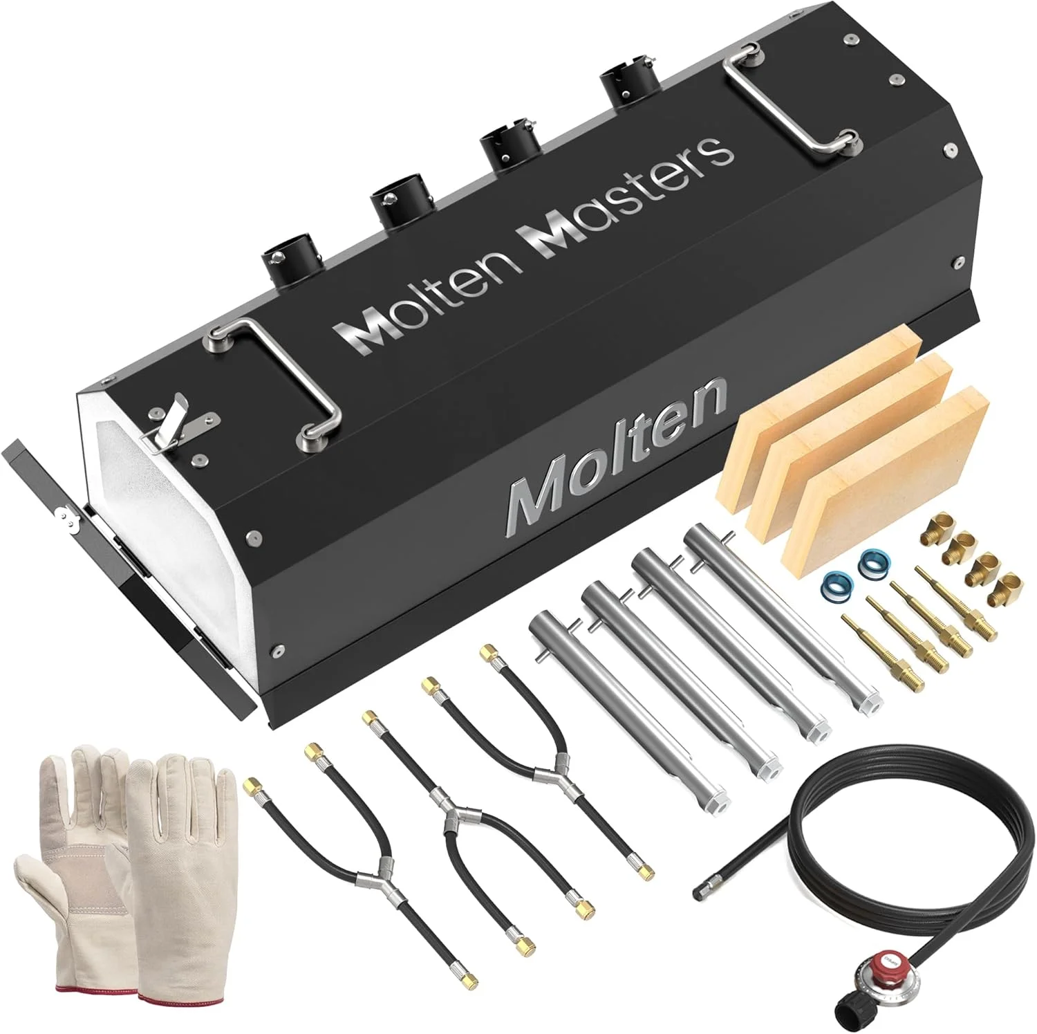 کوره آهنگری پروپان 4 مشعله MMasters، کوره گازی 2600 درجه فارنهایت برای آهنگری، چاقوسازی و فلزکاری - مجموعه سنگین با تجهیزات آهنگری و ابزار فلزکاری کوره آهنگری پروپان 4 مشعله MMasters، کوره گازی 2600 درجه فارنهایت برای آهنگری، چاقوسازی و فلزکاری - مجموعه سنگین با تجهیزات آهنگری و ابزار فلزکاری