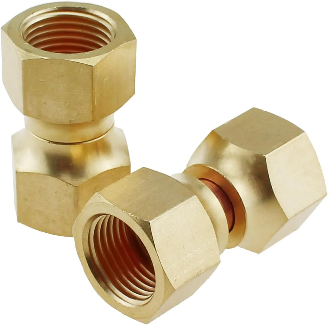 MTQY 2 عدد اتصالات مهره چرخشی شعله ای برنجی داخلی 3/8 اینچ، آداپتورهای لوله شعله ای، اتصال دهنده شیر مناسب برای گاز مایع و گاز طبیعی