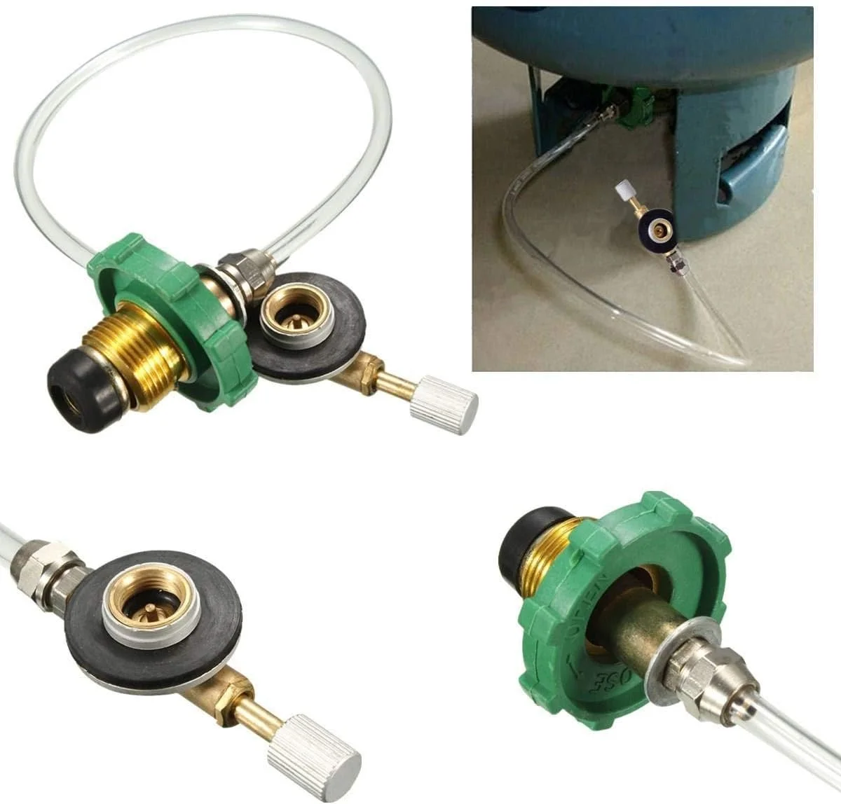 آداپتور شیر سیلندر مخزن تخت گاز پروپان KingLan برای پر کردن مجدد گاز مایع در کمپینگ در فضای باز