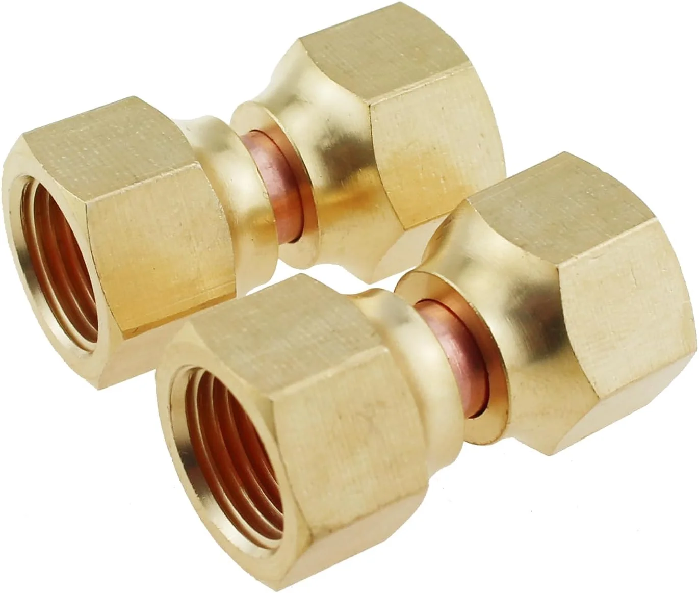 MTQY 2 عدد اتصالات مهره چرخشی شعله ای برنجی داخلی 3/8 اینچ، آداپتورهای لوله شعله ای، اتصال دهنده شیر مناسب برای گاز مایع و گاز طبیعی