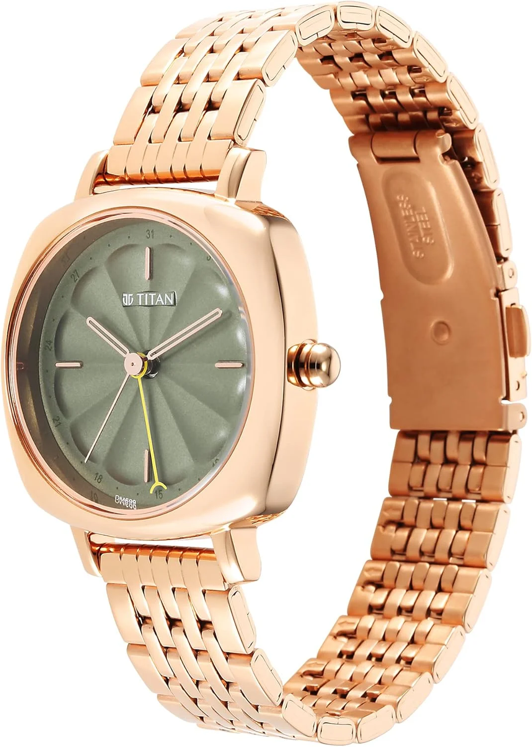 ساعت مچی زنانه تایتان مدل آنالوگ با صفحه سبز-2689WM01، روکش رزگلد