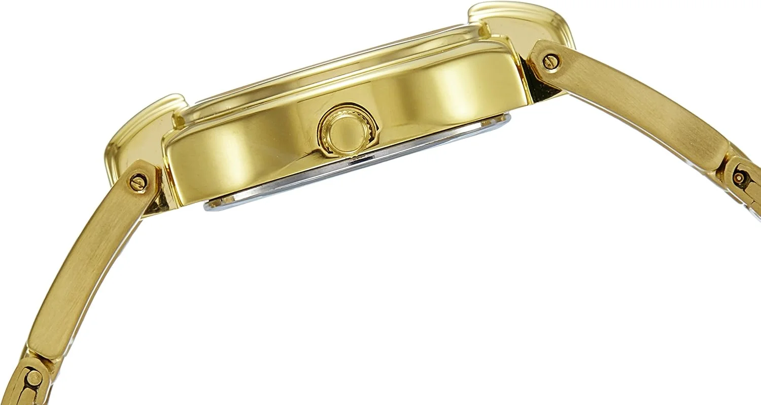 ساعت مچی صفحه سفید با بند استیل ضد زنگ طلایی ساعت مچی صفحه سفید با بند استیل ضد زنگ طلایی