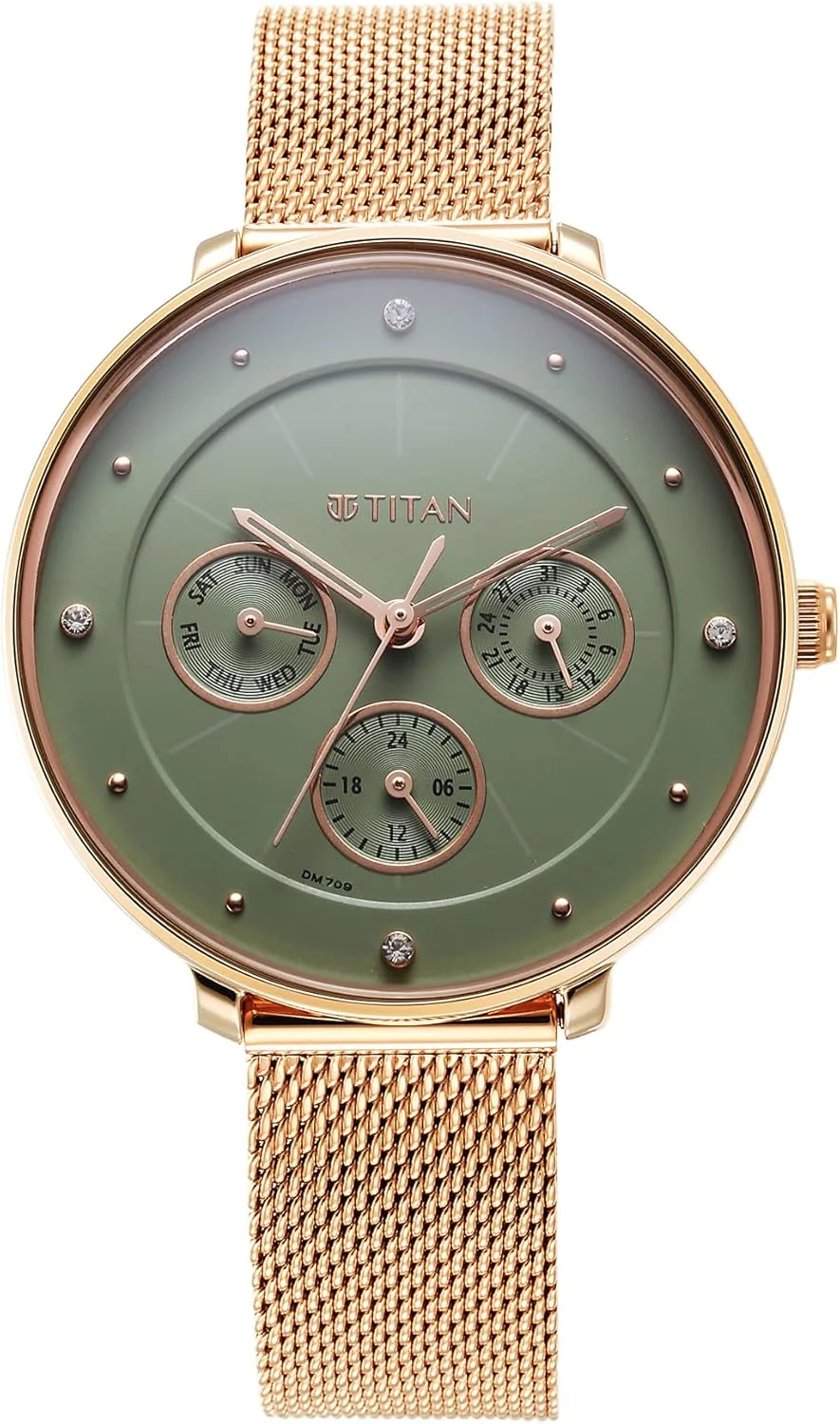 ساعت مچی زنانه آنالوگ تایتان با صفحه سبز مدل 2651WM05
