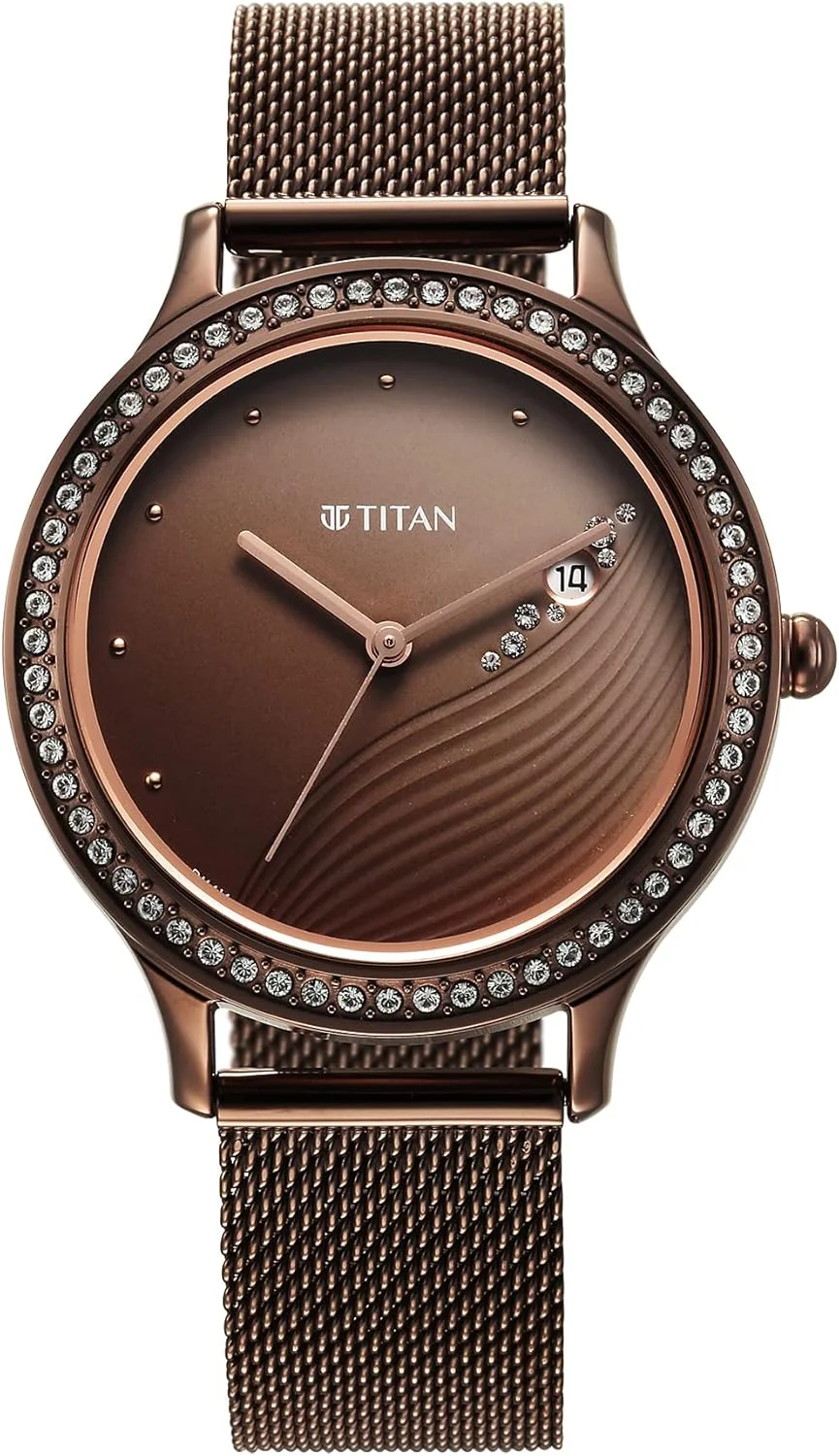 ساعت مچی زنانه تایتان مدل Purple Glam It Up آنالوگ با صفحه گرد