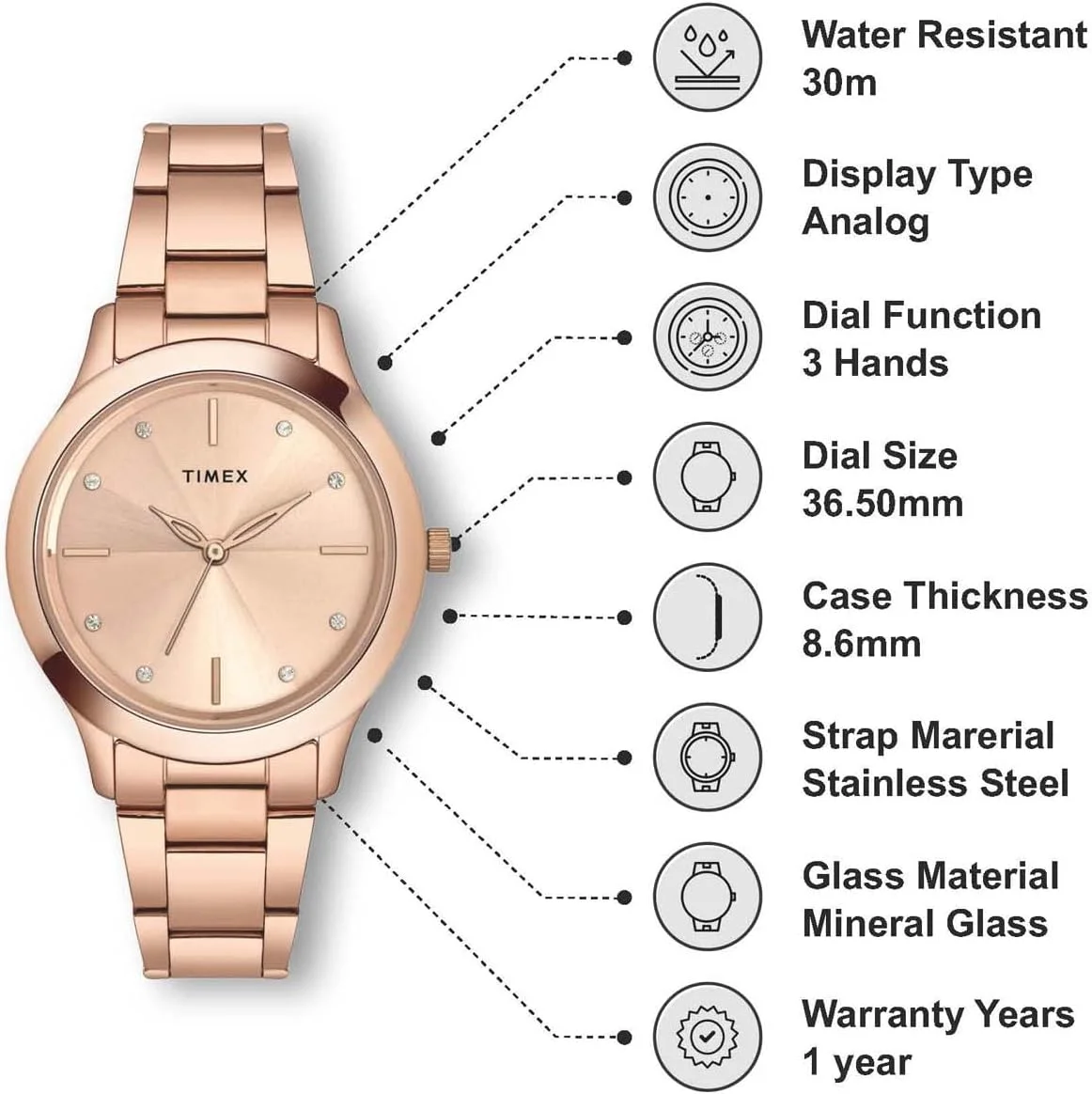 ساعت مچی عقربه ای زنانه تایمکس صفحه صورتی مدل TWEL98SMU07 ساعت مچی عقربه ای زنانه تایمکس صفحه صورتی مدل TWEL98SMU07