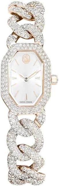 ساعت مچی زنانه استیل سواروسکی Dextera با دستبند کریستالی، سفید/رزگلد