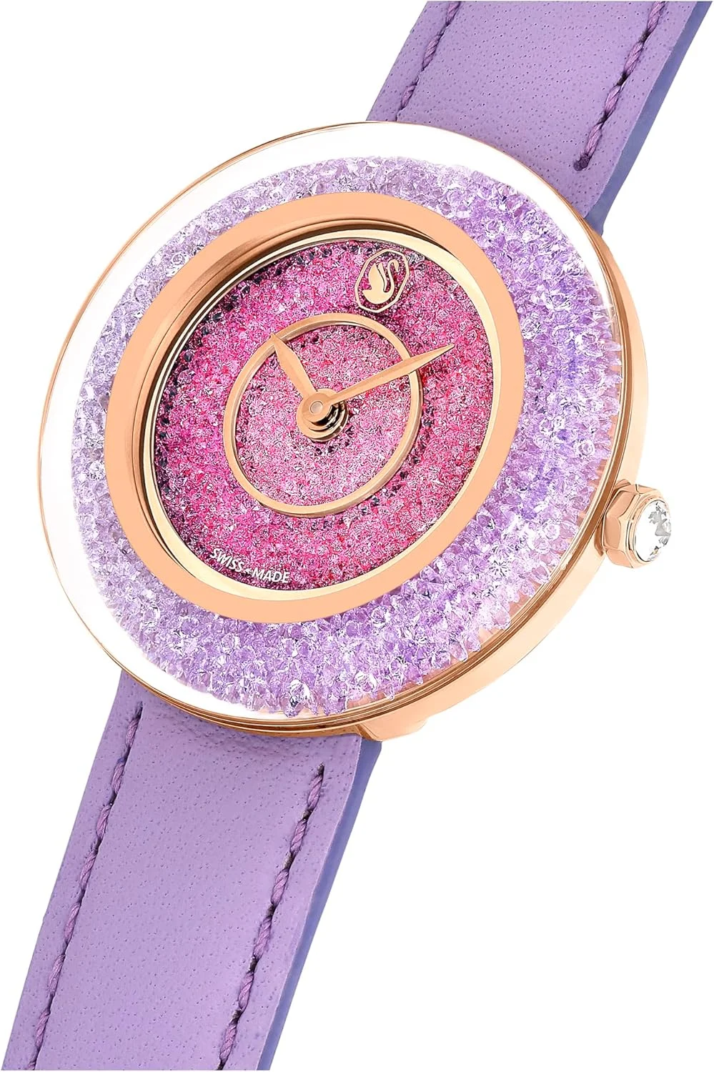 ساعت مچی زنانه سواروسکی مدل Crystalline Lustre، بدنه استیل ضد زنگ، بند چرمی، بنفش/رزگلد ساعت مچی زنانه سواروسکی مدل Crystalline Lustre، بدنه استیل ضد زنگ، بند چرمی، بنفش/رزگلد