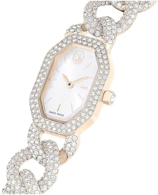 ساعت مچی زنانه استیل سواروسکی Dextera با دستبند کریستالی، سفید/رزگلد ساعت مچی زنانه استیل سواروسکی Dextera با دستبند کریستالی، سفید/رزگلد