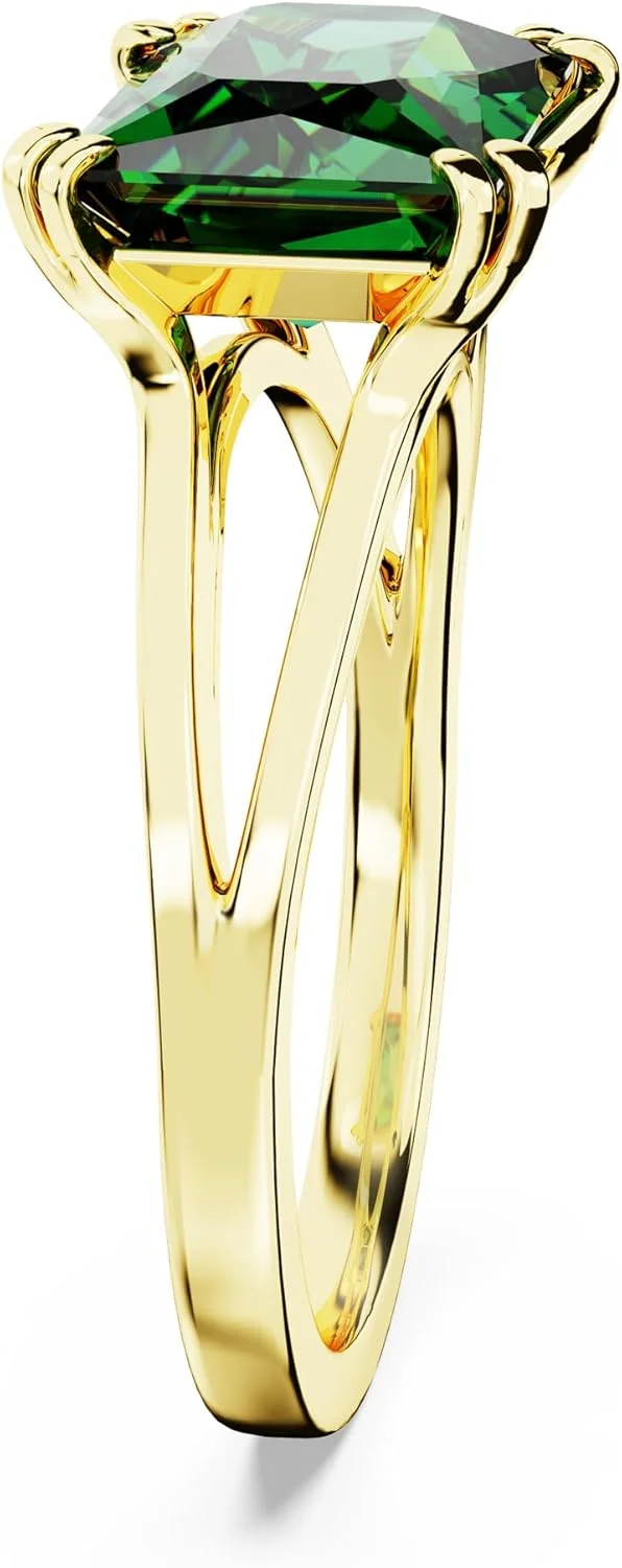 انگشتر کوکتل سواروسکی مدل Matrix با برش مستطیلی، روکش طلایی و نگین سبز انگشتر کوکتل سواروسکی مدل Matrix با برش مستطیلی، روکش طلایی و نگین سبز