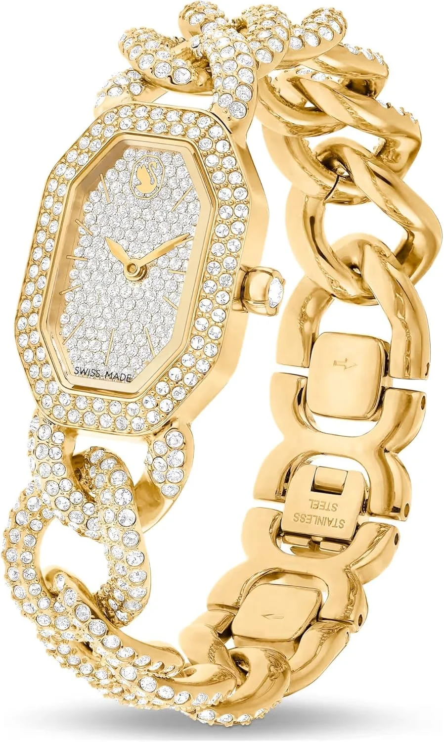 ساعت زنجیری Dextera سواروسکی ساخت سوئیس، دستبند کریستالی، رنگ طلایی، پرداخت طلایی 5668854 ساعت زنجیری Dextera سواروسکی ساخت سوئیس، دستبند کریستالی، رنگ طلایی، پرداخت طلایی 5668854