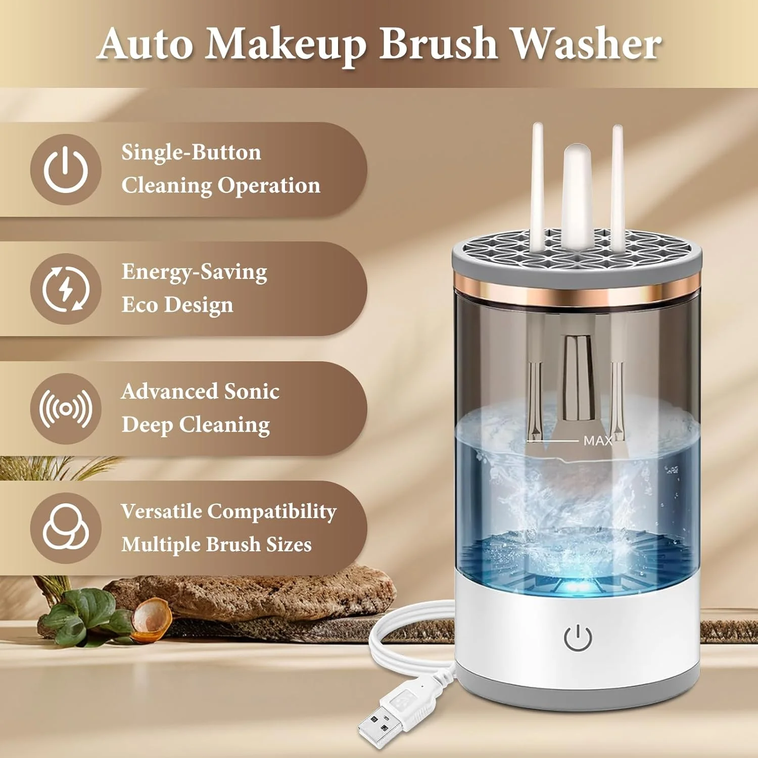 دستگاه تمیز کننده برس آرایشی برقی - دستگاه تمیز کننده برس آرایشی برقی کارآمد برای تمیز کردن کامل برس، ایده آل برای آرایشگران و علاقه مندان دستگاه تمیز کننده برس آرایشی برقی - دستگاه تمیز کننده برس آرایشی برقی کارآمد برای تمیز کردن کامل برس، ایده آل برای آرایشگران و علاقه مندان