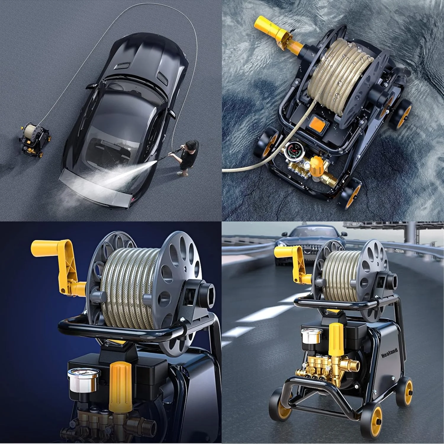 دستگاه کارواش فشار قوی JHQWIDD، پمپ کارواش قابل حمل 100 بار، تفنگ آب پاش کارواش موتور القایی، کیت کارواش، A دستگاه کارواش فشار قوی JHQWIDD، پمپ کارواش قابل حمل 100 بار، تفنگ آب پاش کارواش موتور القایی، کیت کارواش، A